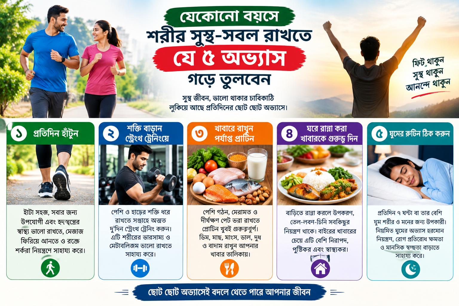 যেকোনো বয়সে শরীর সুস্থ-সবল রাখতে যে ৫ অভ্যাস গড়ে তুলবেন