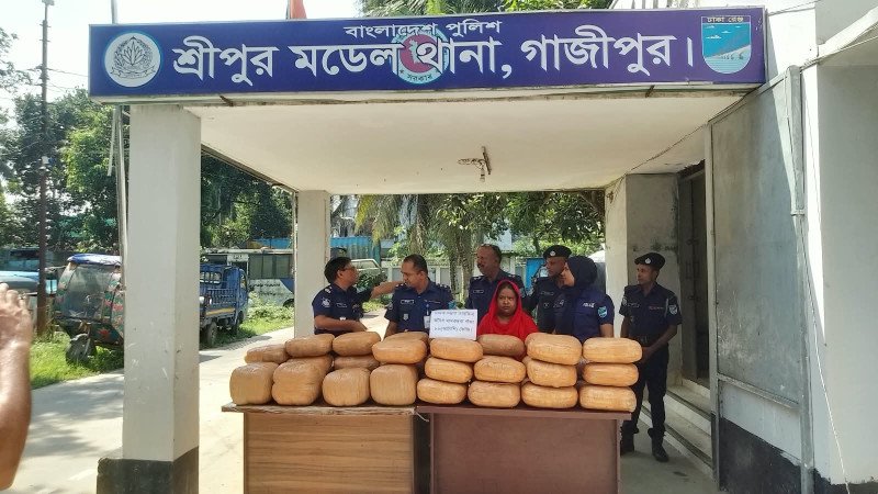 গাজীপুরে ৮৮ কেজি গাঁজাসহ স্ত্রী আটক, স্বামী পলাতক